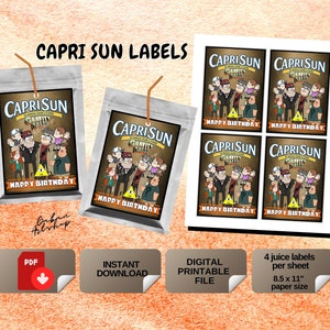 Printable Gravity Falls Capri Sun Labels, Gravity Falls Cake Topper, Gravity Falls Kit