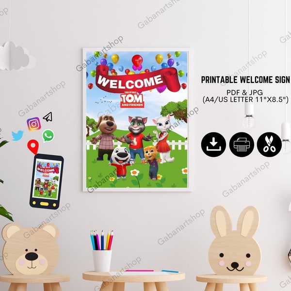 Printable Talking Tom And Friends Poster, Talking Tom And Friends Centerpiece, Talking Tom And Friends Party Kit