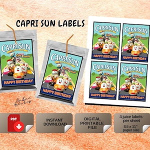 Printable Cory Carson Capri Sun Labels, Cory Carson Cake Topper, Cory Carson Party Kit