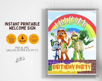 Printable Go Dog Go Welcome Sign, Go Dog Go Cake Topper, Go Dog Go Party Supply,  Go Dog Go Centerpiece, Go Dog Go Poster
