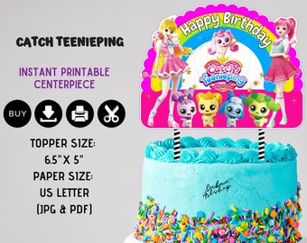 Printable Catch Teenieping Centerpiece, Catch Teenieping Cake Topper, Catch Teenieping Party Kit