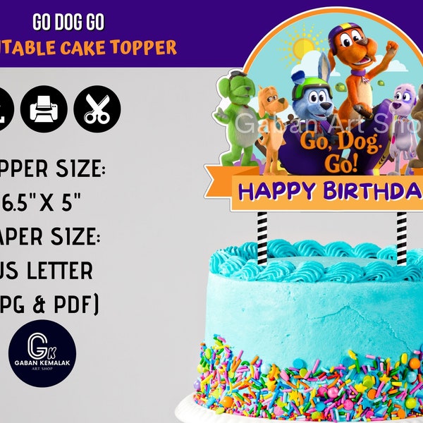 Printable Go Dog Go Centerpiece, Go Dog Go Cake Topper, Go Dog Go Party Supply, Roblox Sticker, Go Dog Go Party Decor