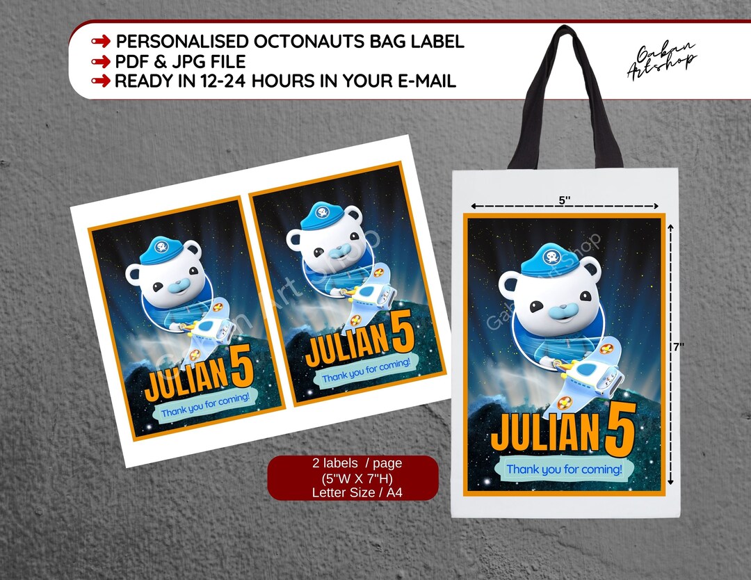 DIGITAL Printable: Personalised Octonauts Paper Gift Bag Label - Etsy