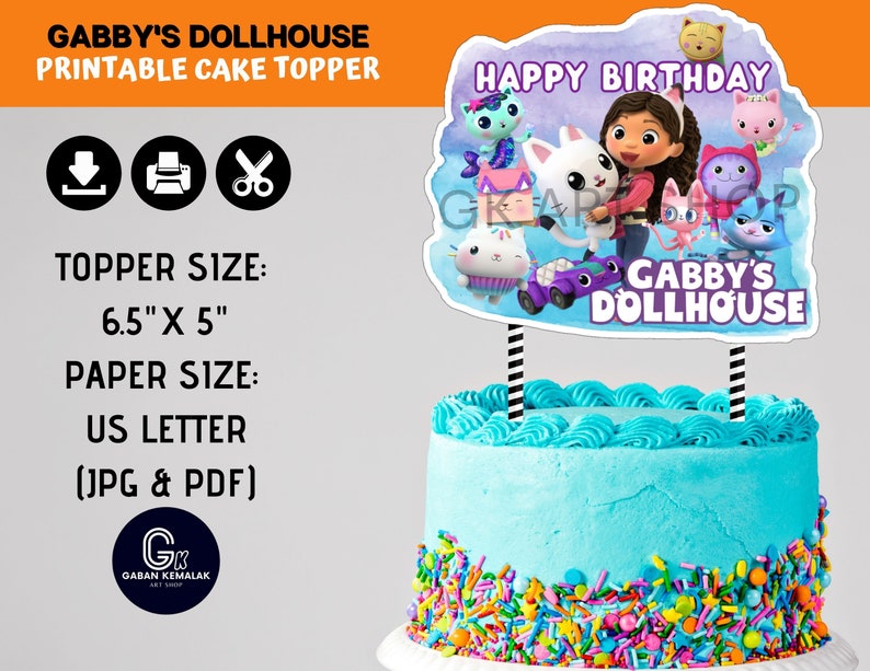 Printable Gabby's Dollhouse Centerpiece, Gabby's Dollhouse Cake Topper ...