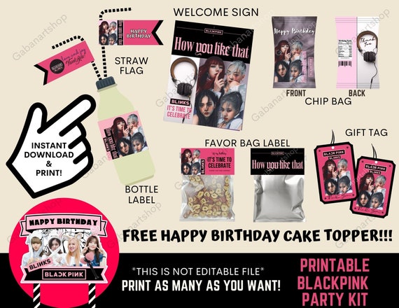 printable blackpink party kit blackpink centerpiece etsy canada