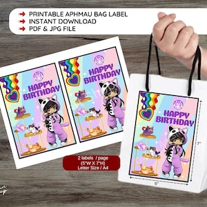 DIGITAL Printable:  Instant Aphmau Paper Gift Bag Label