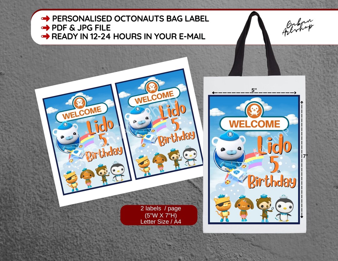 DIGITAL Printable: Personalised Octonauts Paper Gift Bag Label - Etsy