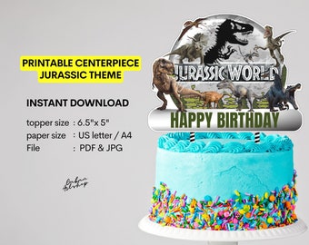 Tema giurassico stampabile / Tema dinosauro / Topper giurassico / Download istantaneo