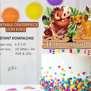 DIGITAL Printable : Instant Download Lion King Centerpiece | Simba | Timon | Pumba
