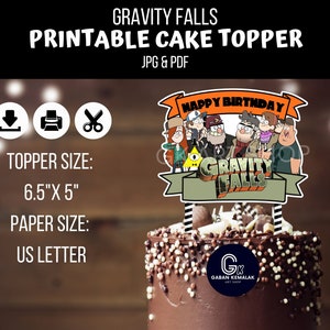 Printable Gravity Falls Centerpiece, Gravity Falls Cake Topper, Gravity Falls Party Supply, Gravity Falls Sticker