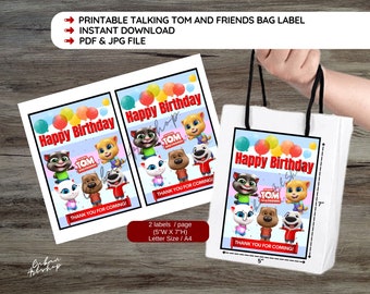 NUMÉRIQUE Imprimable : Téléchargement instantané Talking Tom and Friends Paper Gift Bag Label