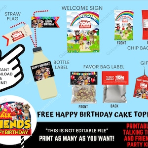 Printable Talking Tom And Friends Party Kit, Talking Tom And Friends Cake Topper, Talking Tom And Friends Centerpiece