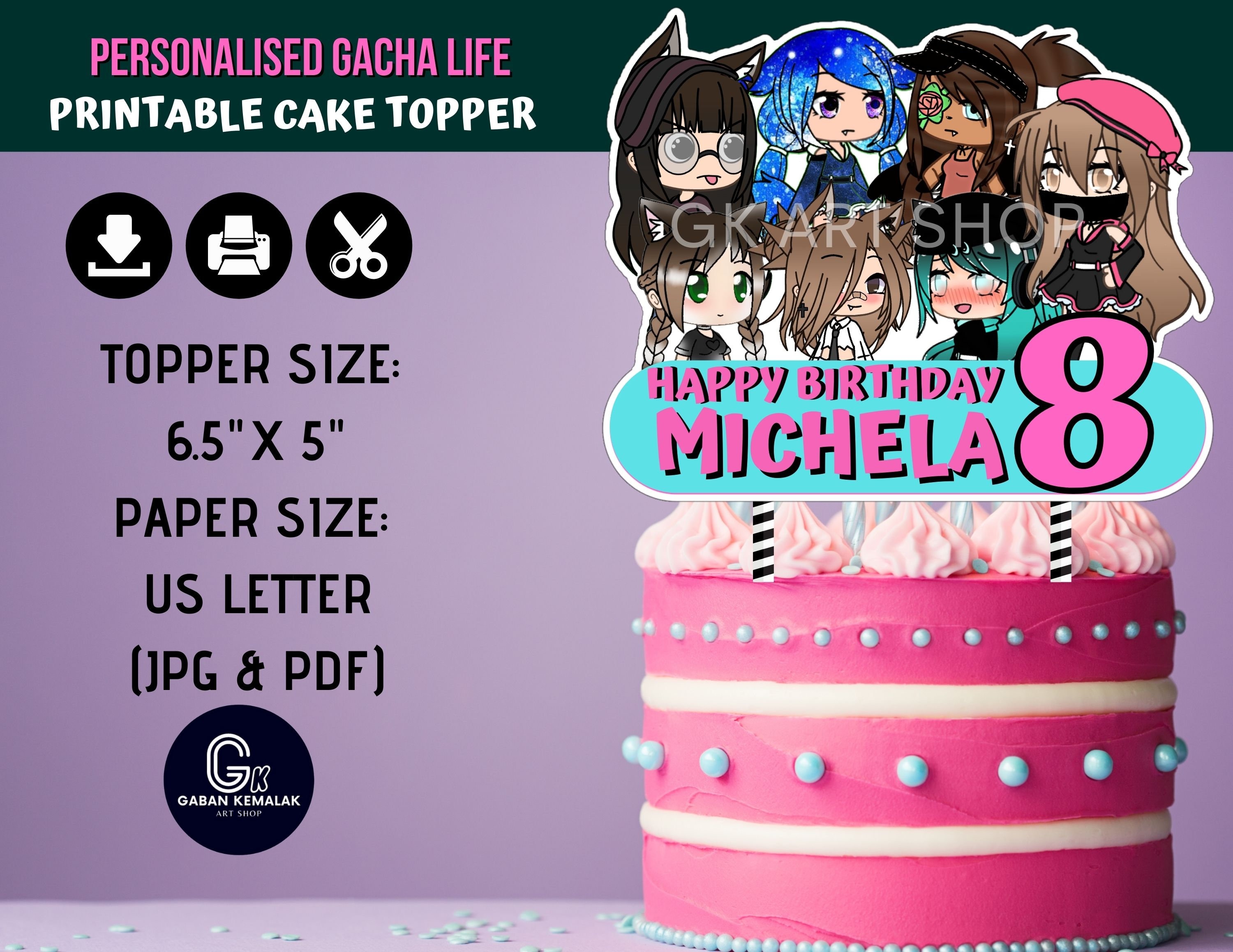 Gacha Life Cake Topper Gacha Life Personalized Cake Topper 