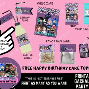 Printable Gacha LIfe Party Kit, Gacha LIfe Cake Topper, Gacha LIfe Party Supply, Gacha LIfe Sticker, Gacha LIfe Chip Bag