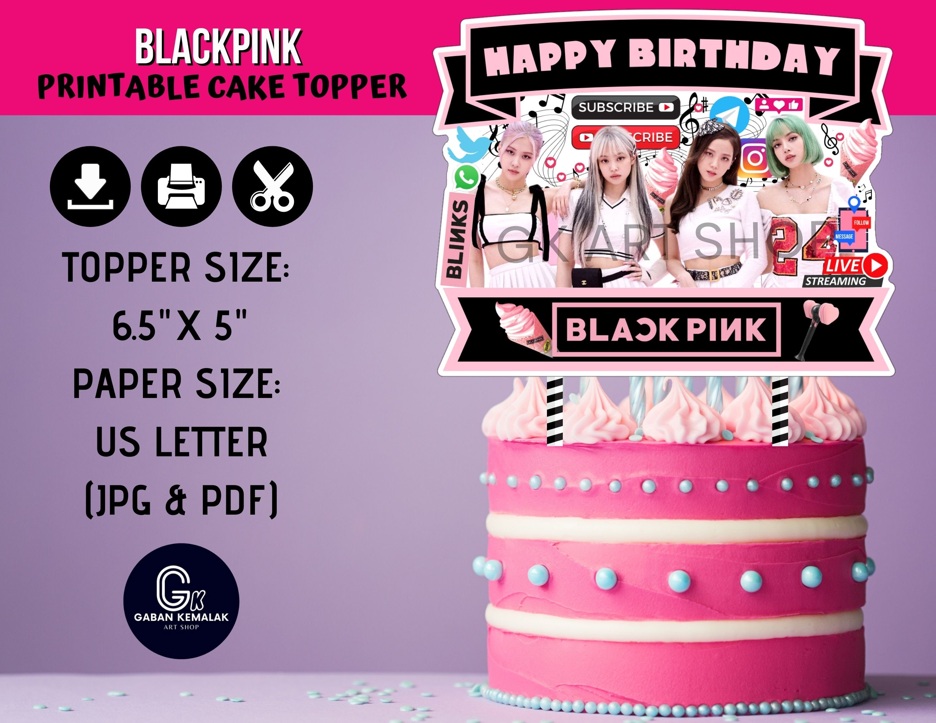 Printable Blackpink Centerpiece Blackpink Cake Topper Etsy