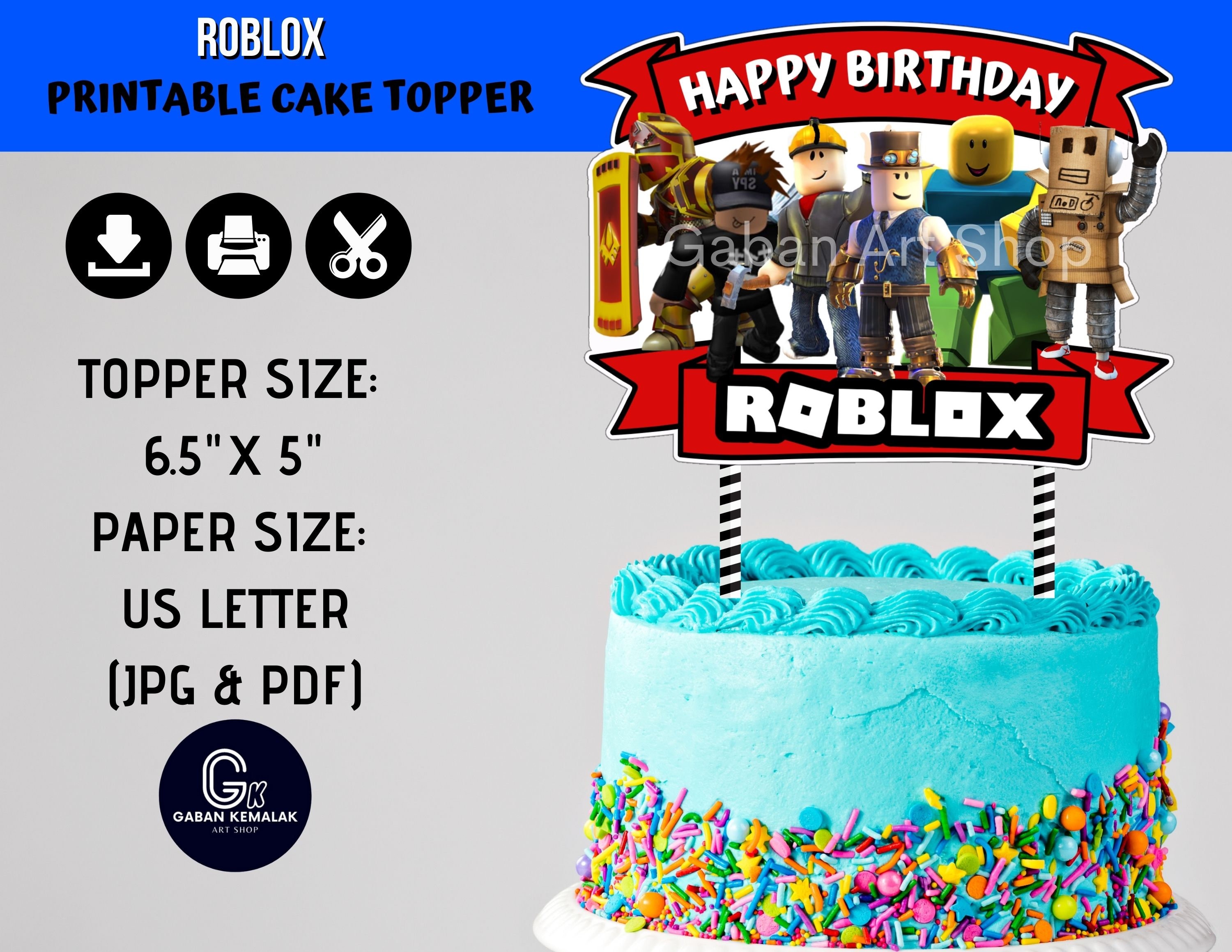 printable roblox centerpiece roblox cake topper roblox party etsy