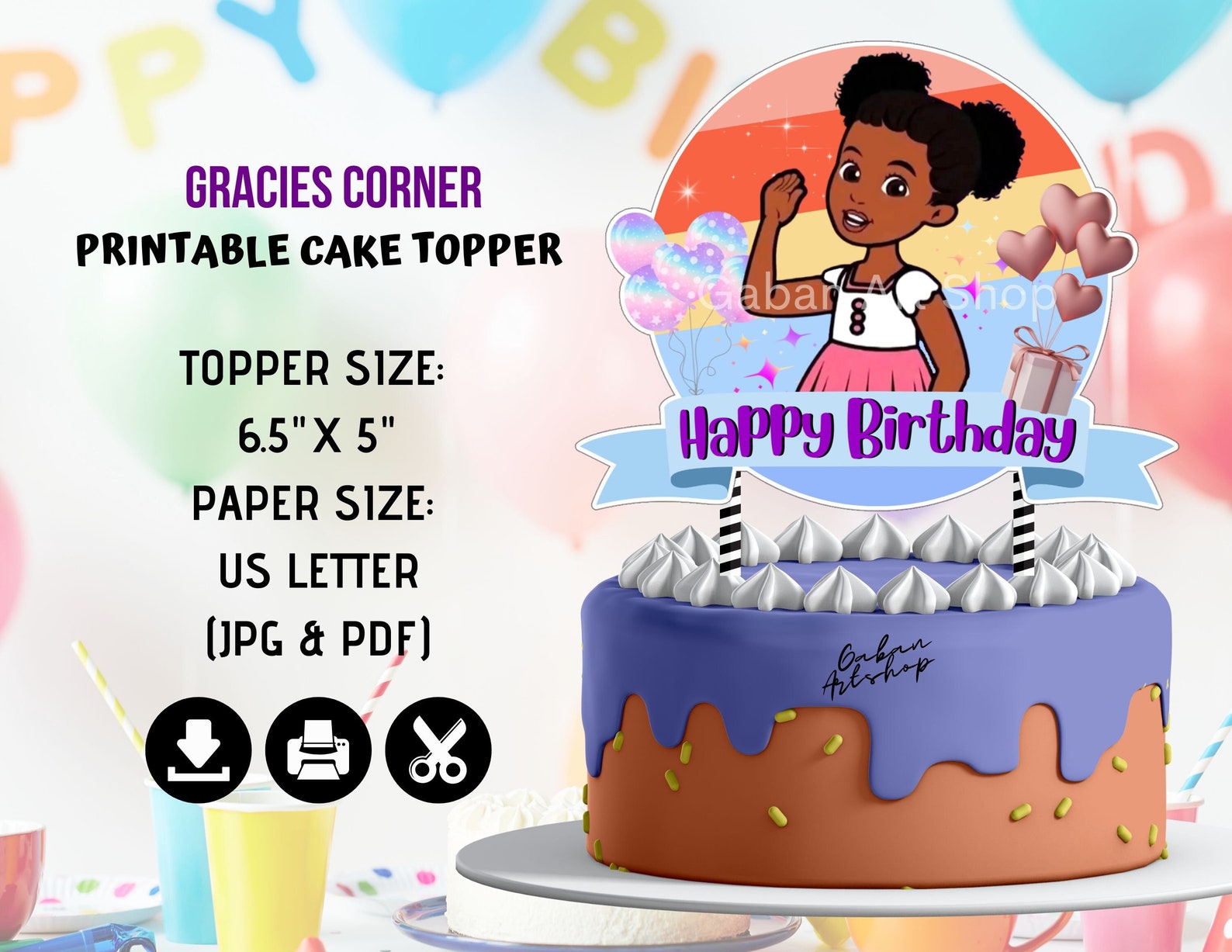Printable Gracie's Corner Centerpiece, Gracie's Corner Birthday Topper