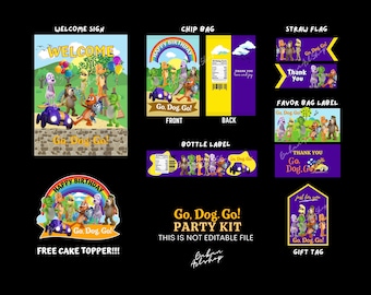 DIGITAL Printable : Instant Party Kits Go Dog Go