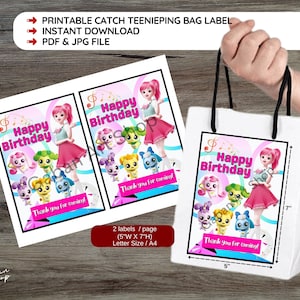 Imprimible DIGITAL: Descarga instantánea Etiqueta de bolsa de regalo de papel Catch Teenieping