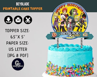Printable Beyblade Centerpiece, Beyblade Cake Topper, Beyblade Party Supply, Beyblade Sticker, Beyblade Party Decor