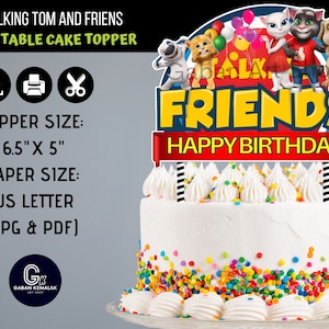 Printable Talking Tom And Friends Centerpiece, Talking Tom And Friends Cake Topper, Talking Tom And Friends Party Kit
