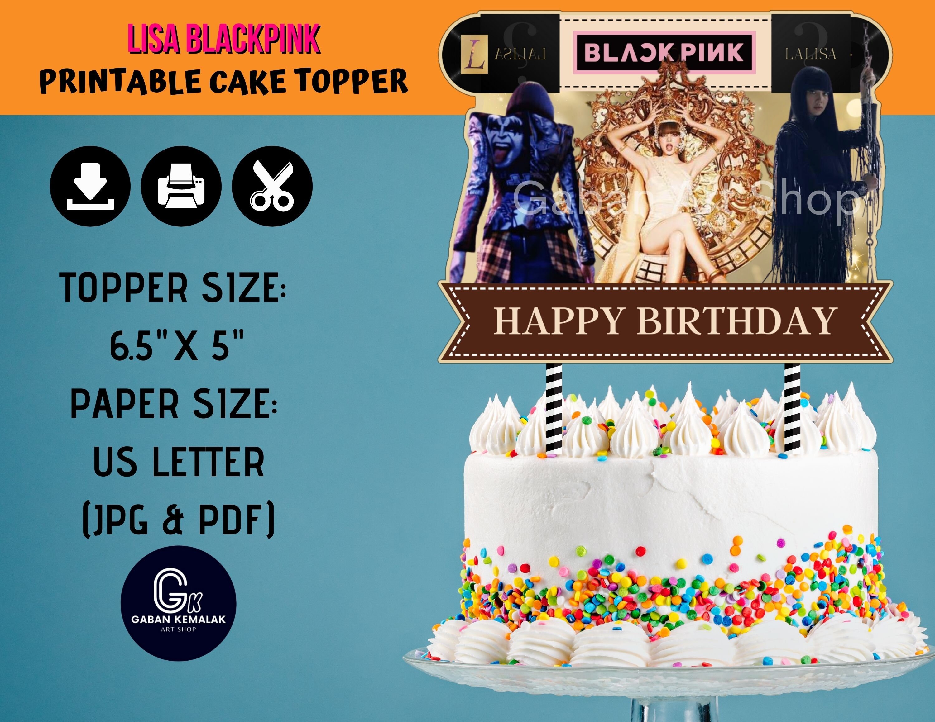 printable lalisa blackpink centerpiece lisa blackpink cake etsy