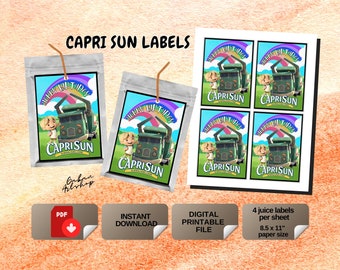 Printable Trash Truck Capri Sun Labels, Trash Truck Centerpiece, Trash Truck Party Kit, Trash Truck Welcome Sign