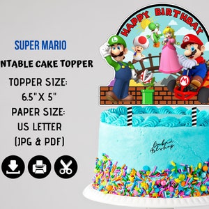 Printable Super Mario Centerpiece, Super Mario Cake Topper, Super Mario Party Bundle
