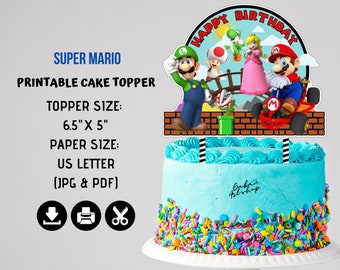 Printable Super Mario Centerpiece, Super Mario Cake Topper, Super Mario Party Bundle
