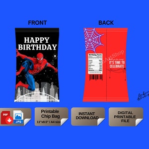 Bolsa de Chips Spiderman Imprimible / Descarga Instantánea /