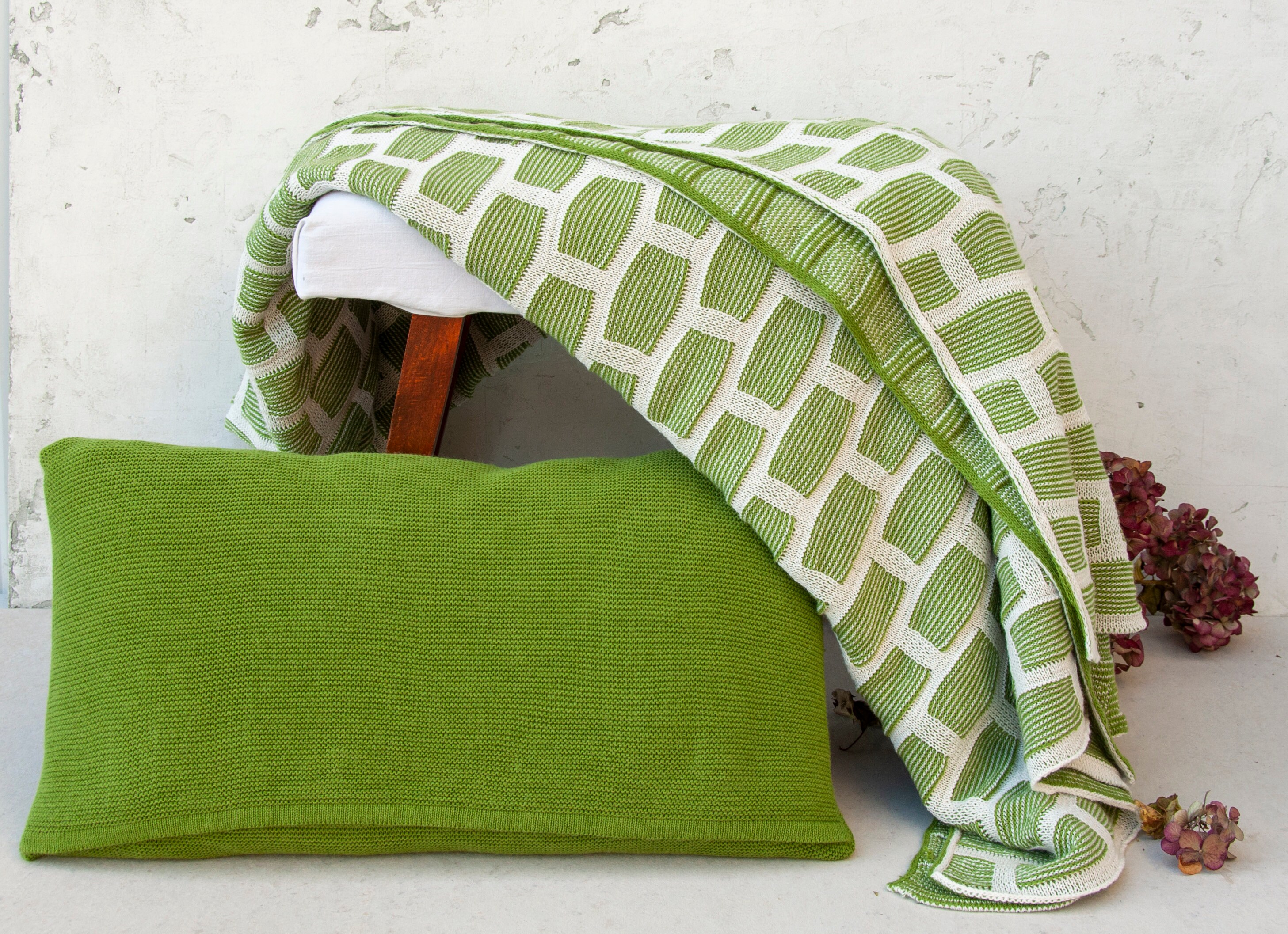 Lime Green Blanket Blanket With Pattern Sofa Bedspread Etsy