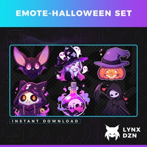 Halloween Emote Pack | 6 Twitch Emotes and BONUS | Spooky Season | Cute Witchy Aesthetic