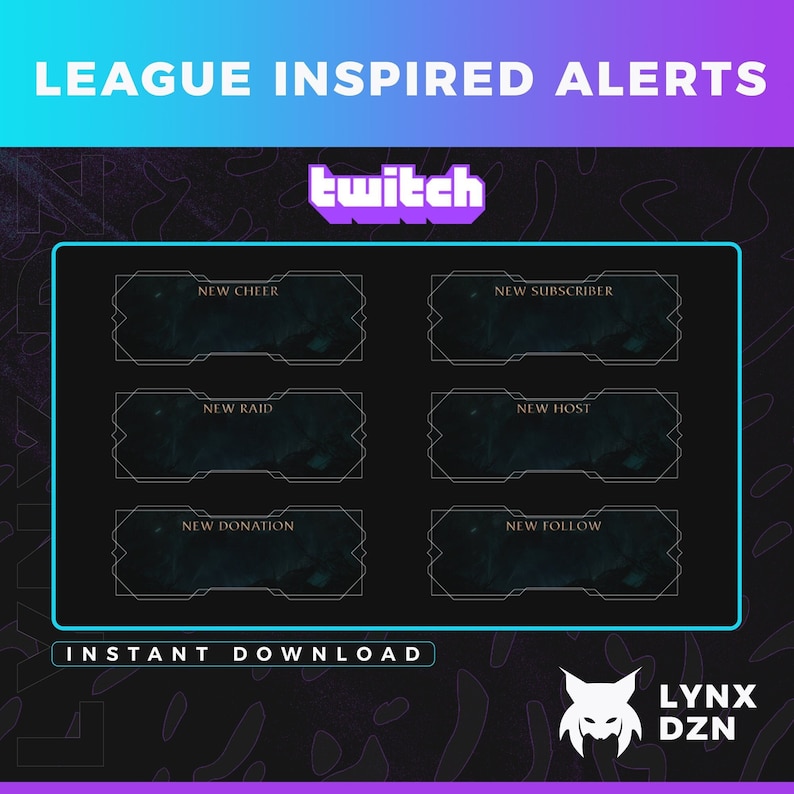 Animated Twitch Alert Pack League of Legends Inspired Alerts W/ SFX Elegant Stream Assets Etsy