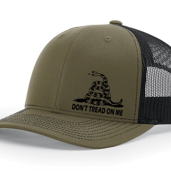 Don't Tread On Me Gadsden Flag Snake Richardson 112 Snapback Mesh Back Trucker Cap