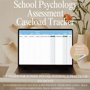 School Psychology Assessment Caseload Tracker for School Psychologists, Interns, and Practicum Students
