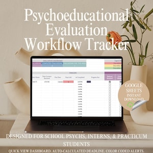 Sistema de seguimiento del flujo de trabajo de evaluación psicológica escolar/evaluación psicoeducativa para psicólogos escolares, estudiantes en prácticas y estudiantes en prácticas.
