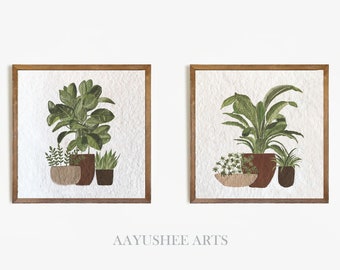 Original Houseplant Painting Botanical Art Greenery Foliage Potted Plants Nature Home Decor Living Room Wall Art Plant Lover Gift Boho Decor