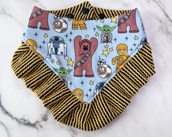 Ready to Ship-Reversible Bandana: Galaxy Friends/Black and Gold Urban Rib BA16