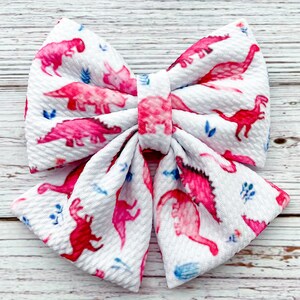 Small Pink Dino Bow 4
