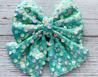 Specialty Bow: Mint Sequin Easter Bow