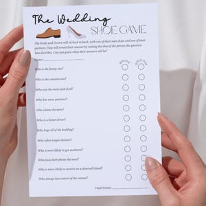 The Wedding Shoe Game, Wedding activities, Bride and Groom games, Downloadable game, Downloadable Wedding Games, the shoe game, Wedding game