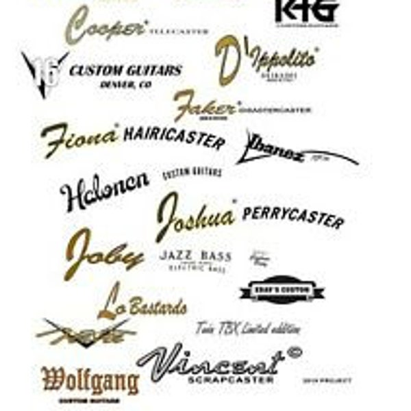 4X 'Custom made' Guitar Waterslide headstock Decals