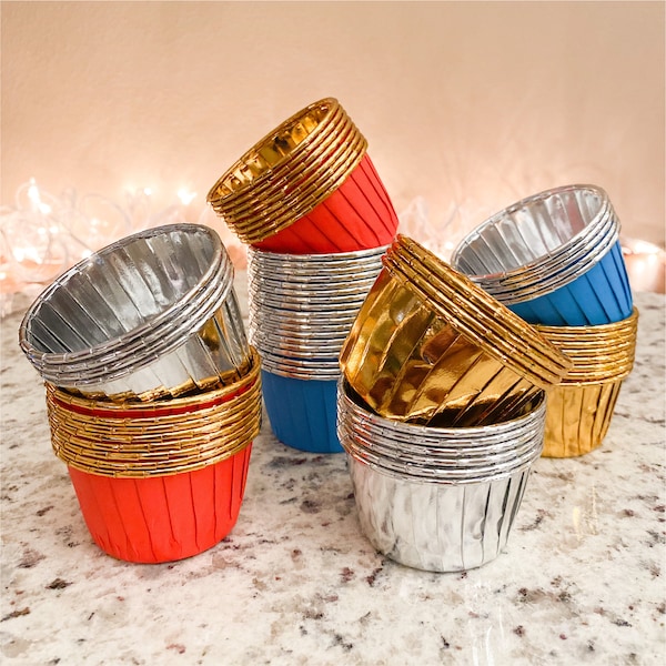 Foil Coated Paper Cupcake Liners, Snack, Gift, Baking, Party, Treat Cups - 24 pack