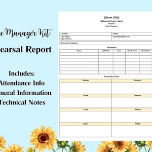 Rehearsal Report Template: Stage Manager Kit (Digital Download)