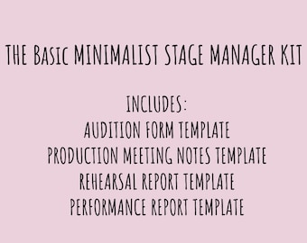 Stage Manager Template Kit: Meeting Notes, Rehearsal & Performance Reports (Digital Download)