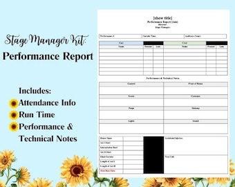 Performance Report Template: Stage Manager Kit (Digital Download)