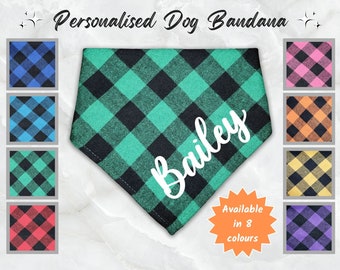 Personalised Dog Bandana Handmade Plaid Puppy Neckwear Custom Pet Neckerchief Accessory