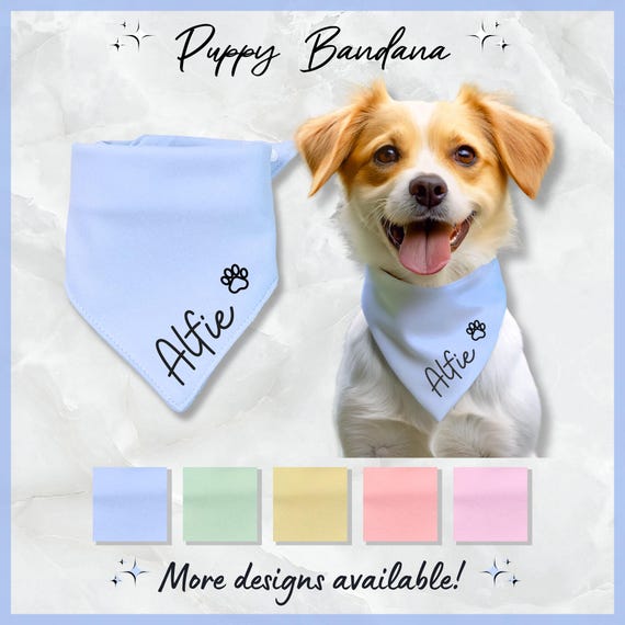 Personalised Puppy Bandana Handmade New Puppy Neckwear Custom Pet Neckerchief Accessory