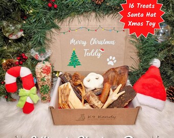 Personalised Ultimate Christmas Dog Box Mega Xmas Puppy Gift Box Natural Doggy Treat Hamper Gift Wrapped Present For Dog Lover