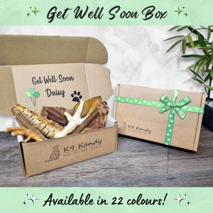 Dog Get Well Soon Gift Box | Personalised Puppy Care Package, Natural Dog Treat Hamper, Post-Op & Recovery Present for Sick and Poorly Dogs